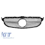 Grilă crom/gray tip C63 potrivită pentru Mercedes C-Class W205 sedan, S205 break, C205 coupe 2014-2018 fără deschidere pentru cameră Performance AutoTuning