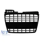 Grilă lac negru fără emblemă tip S4 potrivită pentru Audi A4 B7 sedan, break 2004-2007 fără găuri pentru senzori de parcare, pentru bara de protecție frontală standard Performance AutoTuning