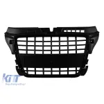 Grilă lac negru tip S3 potrivită pentru Audi A3 hatchback, Sportback, cabrio 2009-2012 fără găuri pentru senzori de parcare Performance AutoTuning