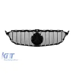 Grilă tip GT crom/neagră potrivită pentru Mercedes Clasa C W205 sedan, S205 break, C205 coupe 2014-2018 cu deschidere pentru cameră Performance AutoTuning