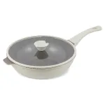 Tigaie wok 30 cm din aluminiu turnat cu acoperire ceramică și capac
