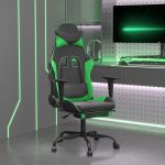Scaun de gaming cu suport picioare negru/verde, piele ecologică GartenMobel Dekor