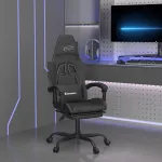 Scaun de gaming cu suport picioare, negru, piele ecologică GartenMobel Dekor