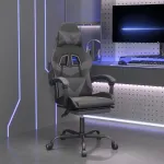 Scaun de gaming cu suport picioare, negru/gri, piele ecologică GartenMobel Dekor
