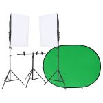 Kit studio foto cu set de lumini și ecran de fundal GartenMobel Dekor