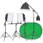 Kit studio foto cu set de lumini și ecran de fundal GartenMobel Dekor