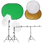 Kit studio foto cu set de lumini, ecran de fundal și reflector GartenMobel Dekor