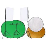Kit studio foto cu set de lumini, ecran de fundal și reflector GartenMobel Dekor