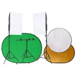 Kit studio foto cu set de lumini, ecran de fundal și reflector GartenMobel Dekor