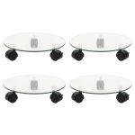 Suport cu role de plante 4 buc. 28 cm sticlă securizată rotund GartenMobel Dekor