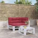 Perne de paleți, 3 buc., roșu vin, material textil GartenMobel Dekor