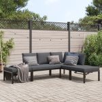 Set mobilier de grădină cu perne, 4 piese, negru, aluminiu GartenMobel Dekor
