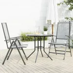 Set scaune de grădină rabatabile, 3 buc., antracit, oțel vopsit GartenMobel Dekor
