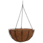 Ghiveci suspendat din cocos cu lant si carlig, 30x30x14 cm