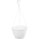 Ghiveci suspendat rotund Ratolla alb cu farfurie si agatatoare, 25 cm