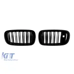 GRILE DUBLE RIBBONATE VOPSITE ÎN NEGRU POTRIVITE PENTRU BMW X5 F15, X6 F16 2013-2018 CU DESCHIDERE PENTRU VIZIUNE NOCTURNĂ Performance AutoTuning