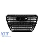 Grilaj frontal tip W12 crom/negru potrivit pentru AUDI A8 2011-2014 cu port pentru viziune nocturnă, cu PDC, potrivit pentru bara de protecție standard Performance AutoTuning