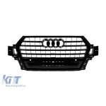 Grilă lac negru tip SQ7 potrivită pentru Audi Q7 2015-2019 cu deschideri pentru senzori de parcare Performance AutoTuning