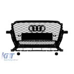 Grilă tip RS cu lac negru, potrivită pentru Audi Q5 2012-2015, cu deschideri pentru senzori de parcare Performance AutoTuning