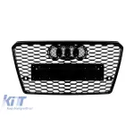 Grilă tip RS7 cu lac negru, potrivită pentru Audi A7 Sportback 2012-2015, cu deschideri pentru senzori de parcare Performance AutoTuning