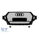 Grilă tip RSQ7 cu lac negru, potrivită pentru Audi Q7 2015-2019, cu deschideri pentru senzorii de parcare Performance AutoTuning