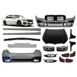 Pachet de tuning LCI potrivit pentru BMW Seria 7 G12 cu ampatament lung 2016-2018 cu elemente din lac negru Performance AutoTuning