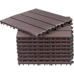 Set dale pentru terasă cu efect lemn WPC, 31x31 cm, 9 piese, maro-gri