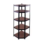 Raft de colț pentru depozitare, negru, 5 polițe, 70x45x150 cm, Rotor