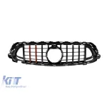 Grilă de lac negru tip Brabus cu linii roșii potrivită pentru Mercedes E-Class W213 sedan, S213 break după 2020 cu deschidere pentru cameră Performance AutoTuning