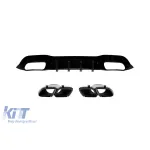 Difuzor tip GT63s cu capete negre potrivit pentru bara spate A Design pe Mercedes A Design GT X290 după 2018 -oo--oo-, lac negru Performance AutoTuning
