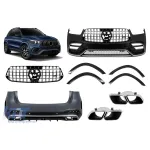 Un pachet de design tip GLE63 potrivit pentru Mercedes GLE SUV W167 2019-2023, după 2024, cu garnituri cromate și capete cromate Performance AutoTuning