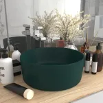 Chiuvetă baie lux verde închis mat 40x15 cm ceramică rotund GartenMobel Dekor