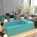 Chiuvetă de baie cu preaplin, verde deschis, ceramică GartenMobel Dekor