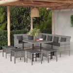 Set mobilier de grădină cu perne, 6 piese, gri, poliratan GartenMobel Dekor