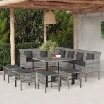 Set mobilier de grădină cu perne, 6 piese, gri, poliratan GartenMobel Dekor