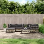Set mobilier de grădină cu perne, 7 piese, antracit, poliratan GartenMobel Dekor
