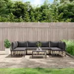 Set mobilier de grădină cu perne, 7 piese, antracit, poliratan GartenMobel Dekor