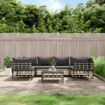 Set mobilier de grădină cu perne, 7 piese, antracit, poliratan GartenMobel Dekor