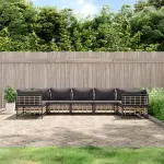 Set mobilier de grădină cu perne, 7 piese, antracit, poliratan GartenMobel Dekor