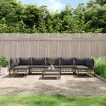 Set mobilier de grădină cu perne, 8 piese, antracit, poliratan GartenMobel Dekor