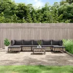 Set mobilier de grădină cu perne, 8 piese, antracit, poliratan GartenMobel Dekor
