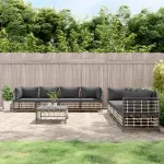 Set mobilier de grădină cu perne, 9 piese, antracit, poliratan GartenMobel Dekor