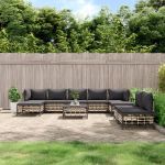 Set mobilier de grădină cu perne, 10 piese, antracit, poliratan GartenMobel Dekor