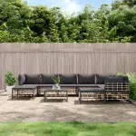 Set mobilier de grădină cu perne, 10 piese, antracit, poliratan GartenMobel Dekor