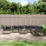 Set mobilier de grădină cu perne, 9 piese, antracit, poliratan GartenMobel Dekor
