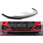 Spoiler Maxton Design versiunea 1 potrivit pentru bara frontală S-Line pe Audi A7 C8 după 2017, lac negru Performance AutoTuning