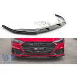 Spoiler Maxton Design versiunea 2 potrivit pentru bara de protecție frontală S-Line pe Audi A7 C8 după 2017, lac negru Performance AutoTuning