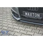 Spoiler Maxton Design potrivit pentru bara frontală S6, S-Line a Audi A6 C7 sedan, Avant 2014-2017, lac negru Performance AutoTuning