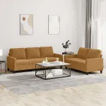 Set de canapele cu perne, 2 piese, maro, catifea GartenMobel Dekor