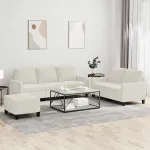 Set de canapele cu perne, 3 piese, crem, catifea GartenMobel Dekor